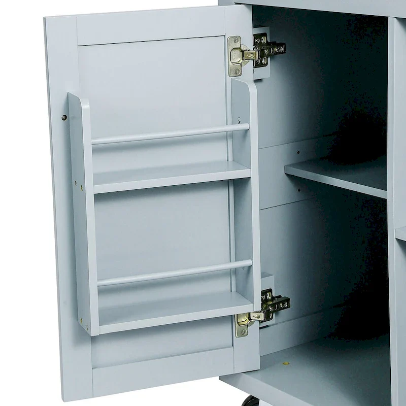 Kitchen Cart With Rubber Wood Drop-Leaf Countertop