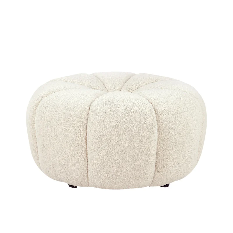 Pasargad Home Noho Pompeii Boucle Ottoman, Cream
