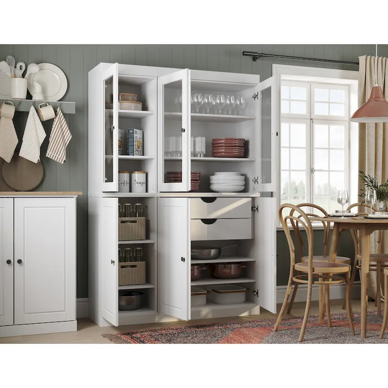 Palace Imports 100% Solid Wood China Pantry with Glass or Solid Wood Doors and 2-Drawers - 48.5