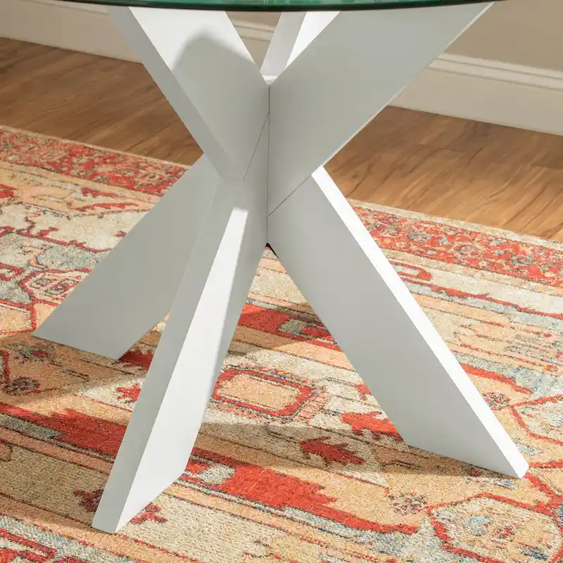 Allard X-base Round Glass Dining Table (Table Only)