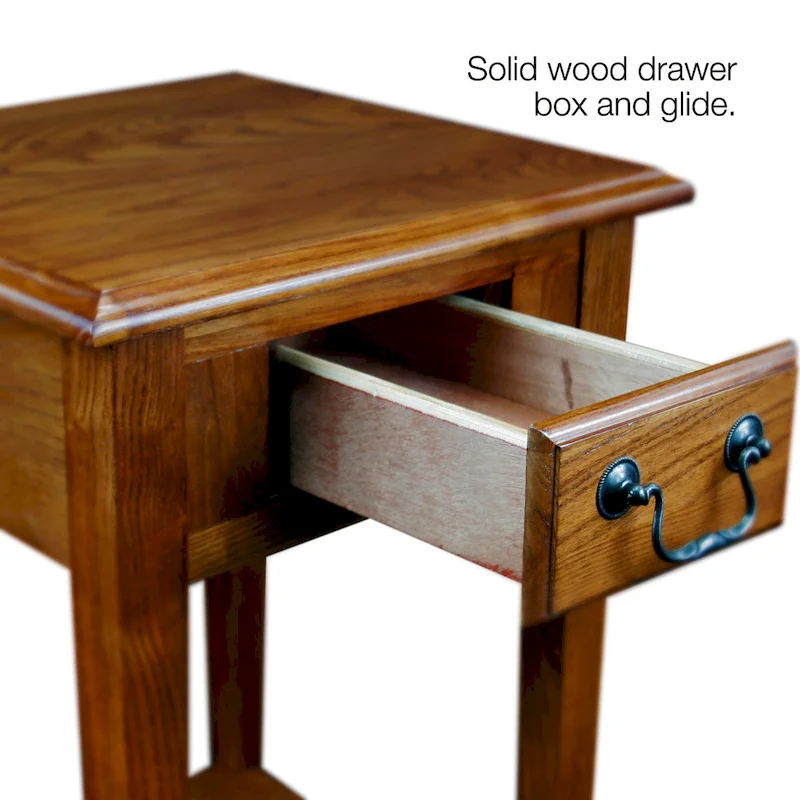 Leick Home One Drawer Square Side Table with Shelf