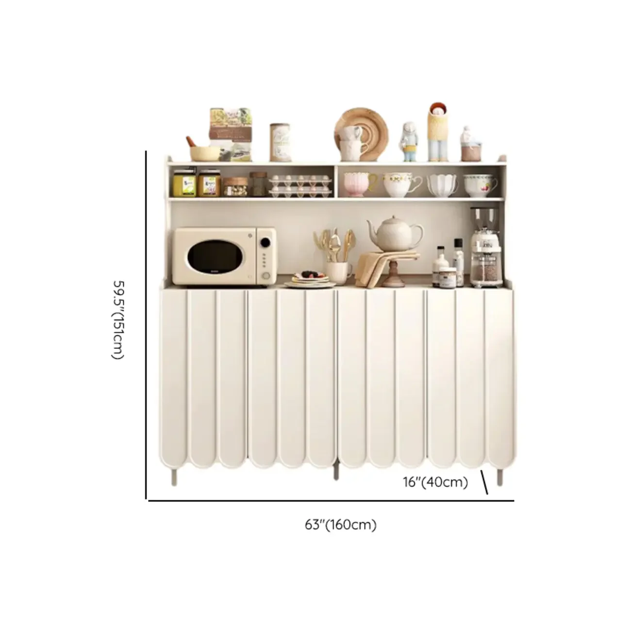 Modish Cream Wood Narrow Sideboard