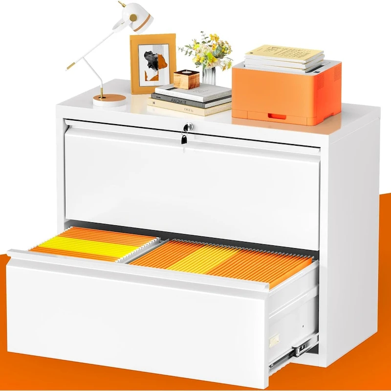 2 Drawer Metal Lateral Filing Cabinet with Lock