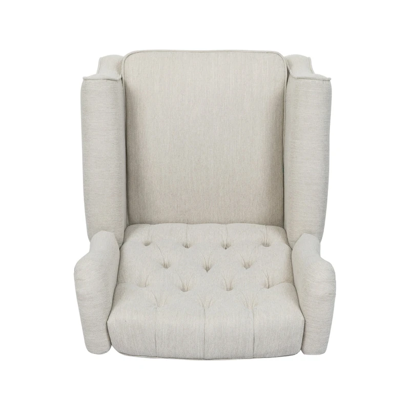 Modern Wingback Push-Back Recliner with Footrest, Button-tufted, Birch Legs