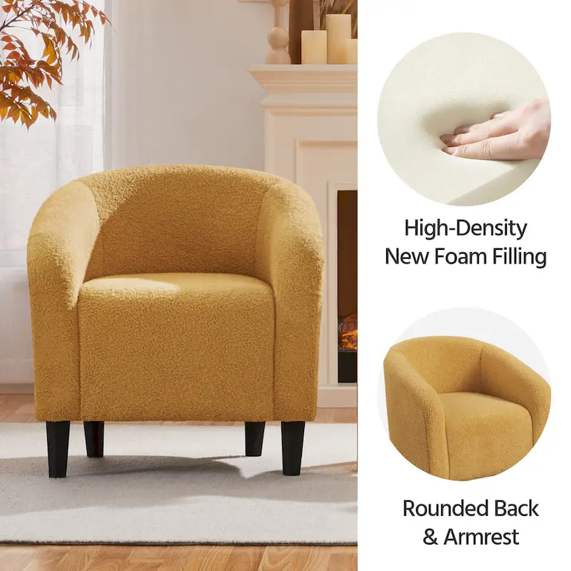 Yaheetech Club Chair Accent Barrel Chair Upholstered Arm Chair