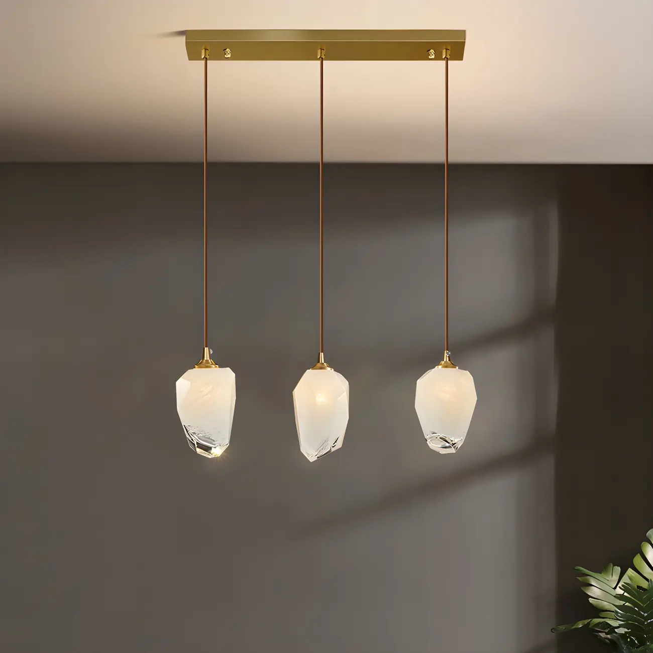 Modern Gold Irregular Glass Island Pendant Light for Kitchen