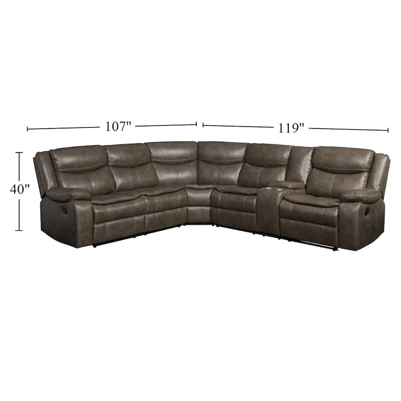 Leatherette Upholstered Reclining Sectional in Taupe