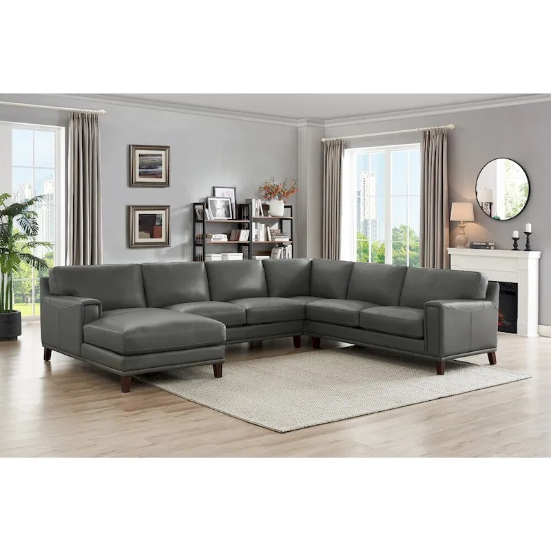 Hydeline Hayward Top Grain Leather Sectional Sofa with Chaise