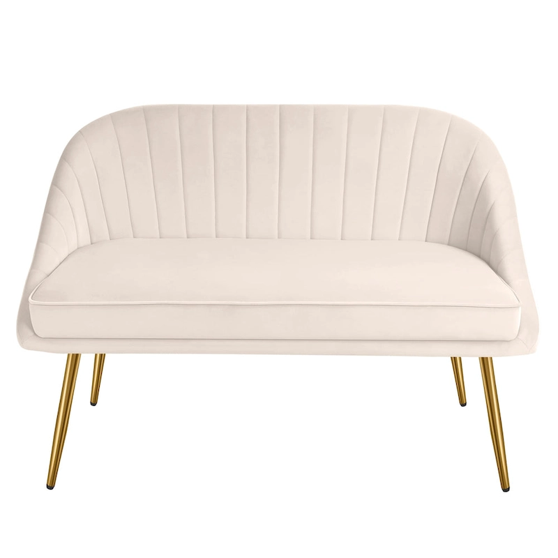 Tufted Contemporary Loveseat Sofa Chair With Gold Metal Legs Two-Seat Sofa for Living Room Bedroom