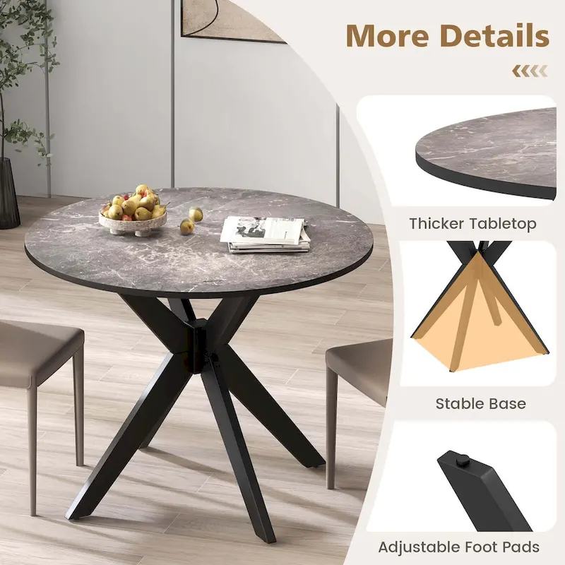 Costway Round Dining Table 36  Faux Marble Tabletop Rubber Wood Legs - See Details