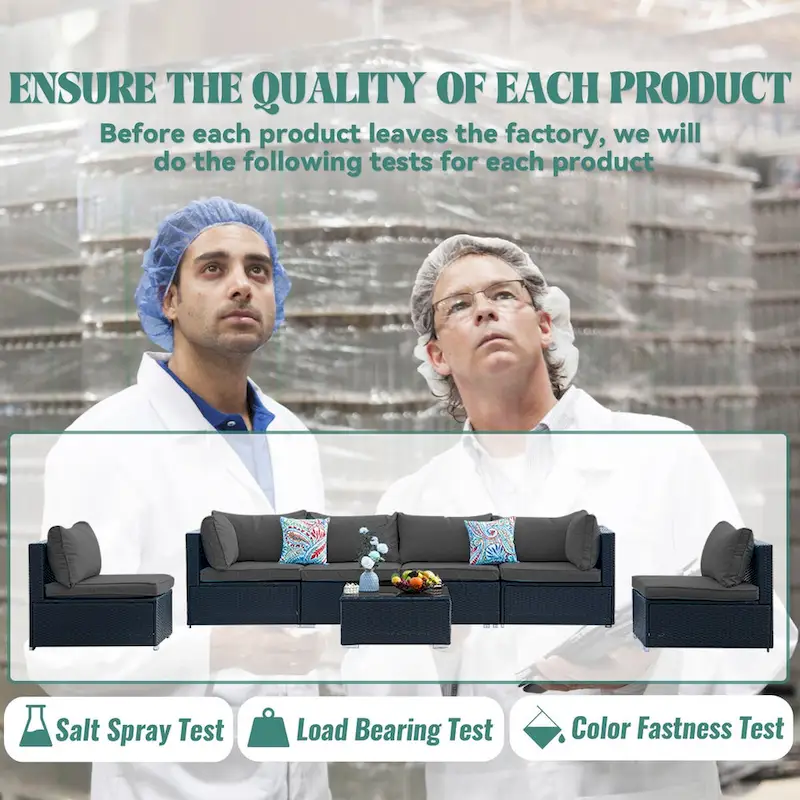 7-Piece Wicker Patio Conversation Set with Cushions and Glass Table