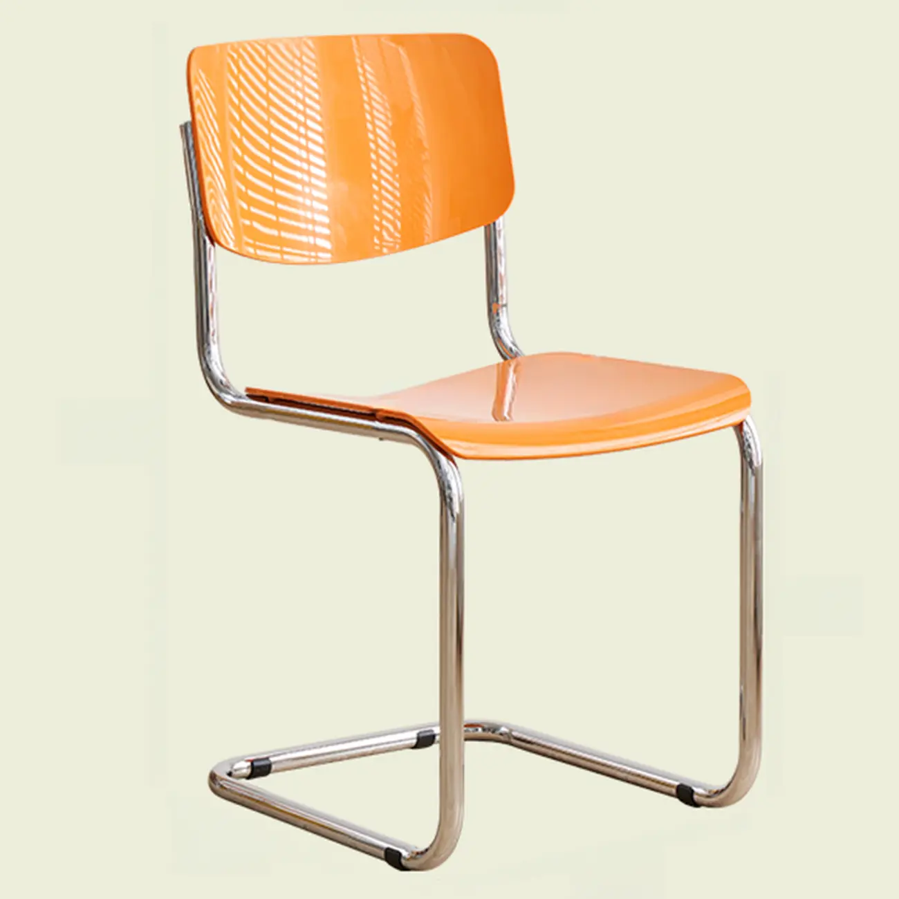 Simple Metal Armless Dining Chair in Yellow Solid Back