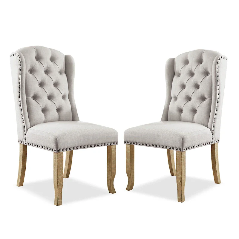 Dawson Tufted Farmhouse Wingback Dining Chairs (Set of 2) by Furniture of America