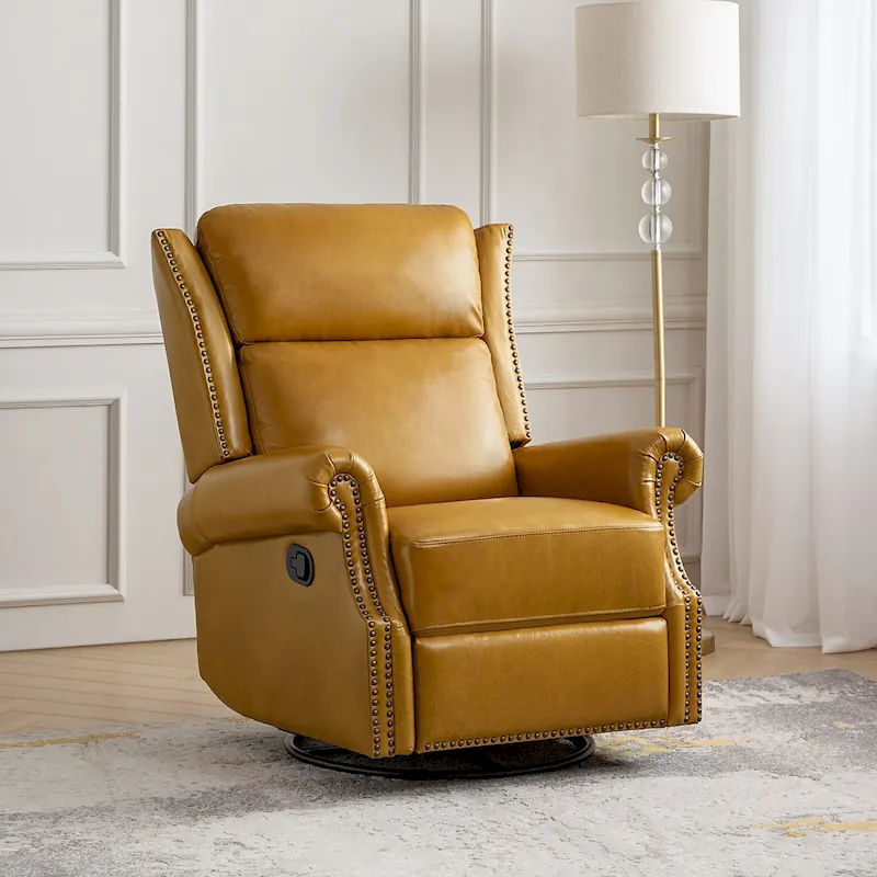 Viviana Traditional Genuine Leather Manual Swivel Glider Recliner by HULALA HOME