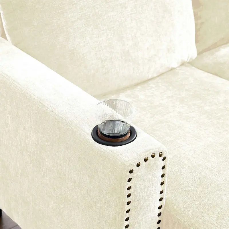 Modern Design Chenille 3 Seat L-Shape Sectional Sofa