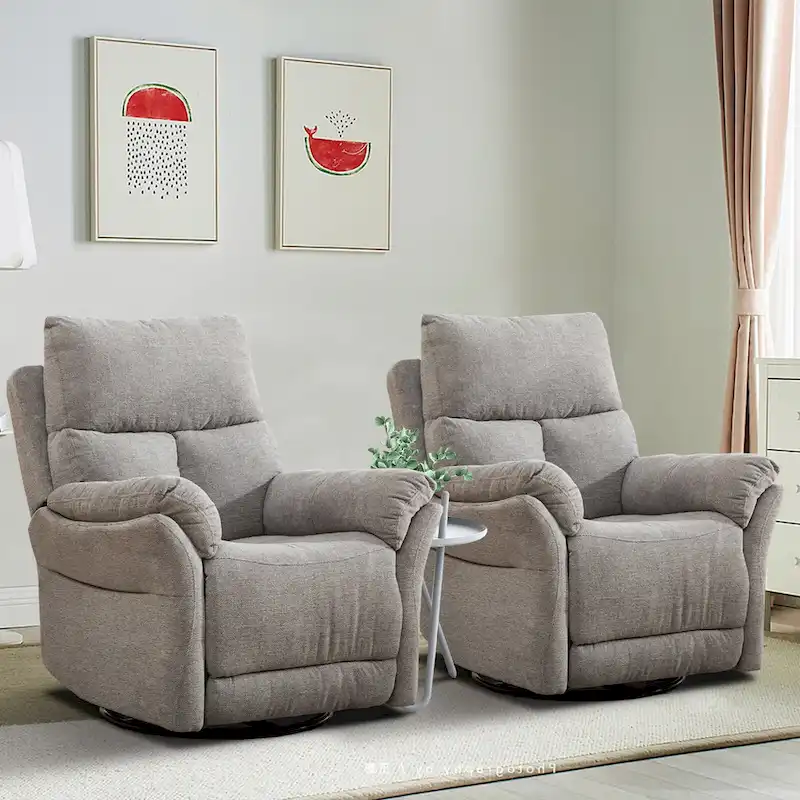 Swivel Rocker Fabric Recliner Chair Manual Reclining Sofa Set of two