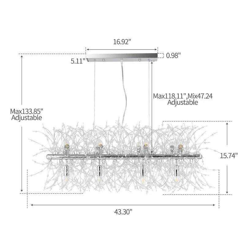 Opulent Crystal Cascade 12-Light Linear Pendant