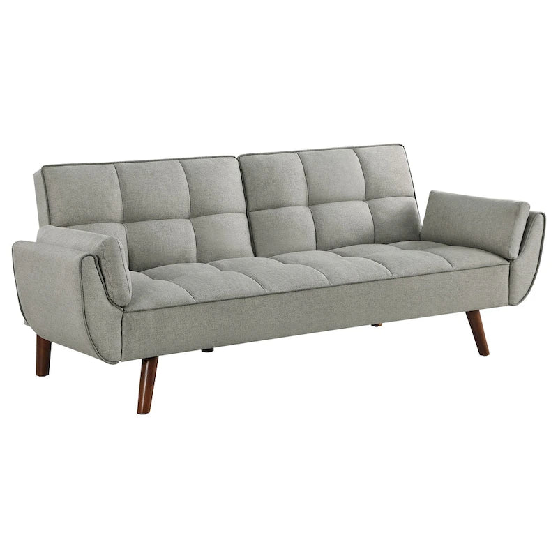 84 Inch Sofa Futon Bed with Tufted Back, Angled Legs, Gray Fabric
