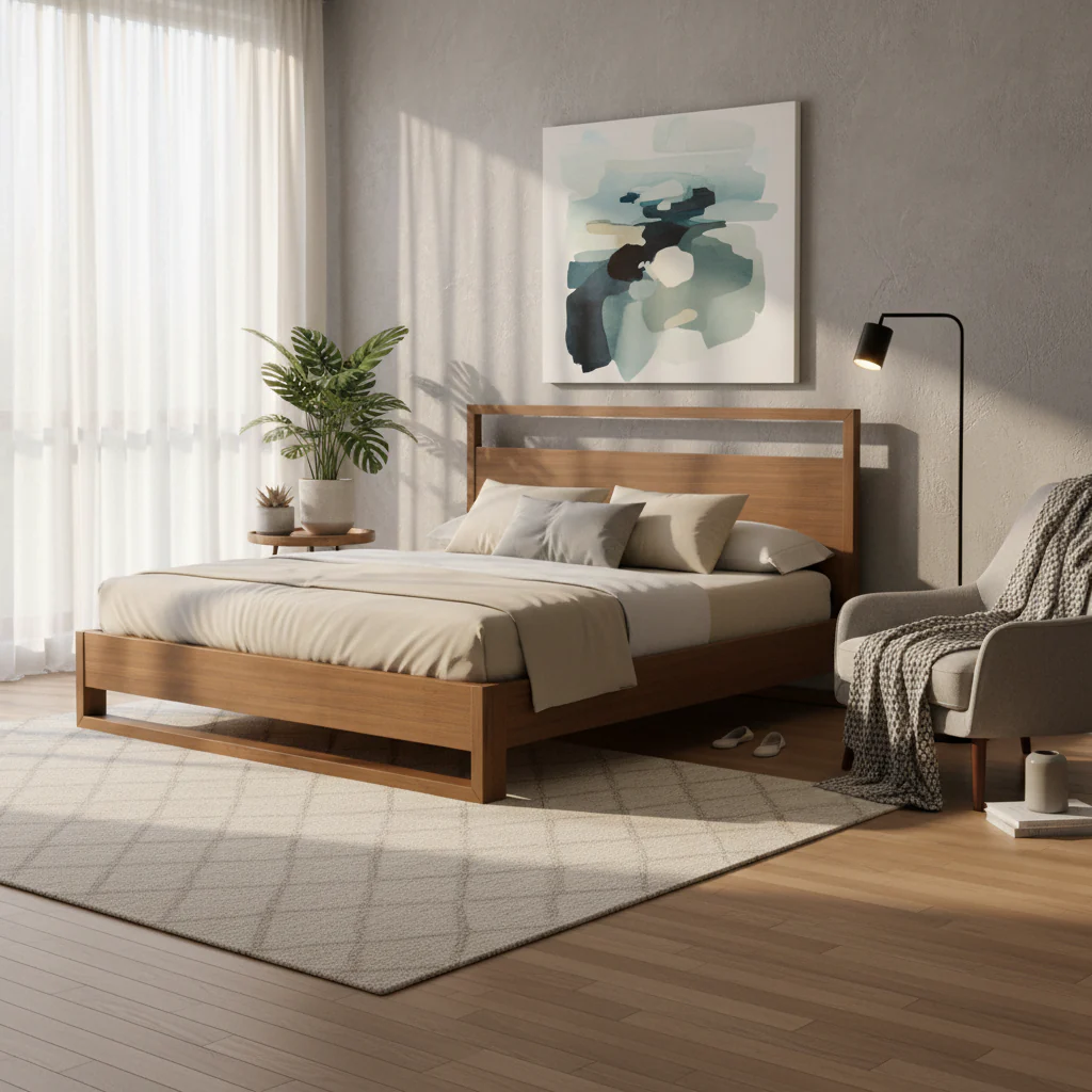Brown Wood Queen Bed Frame