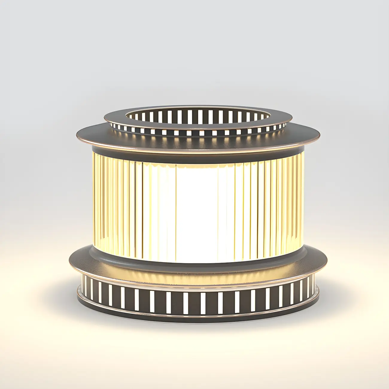 Black Metal Circular Drum Post Cap Light