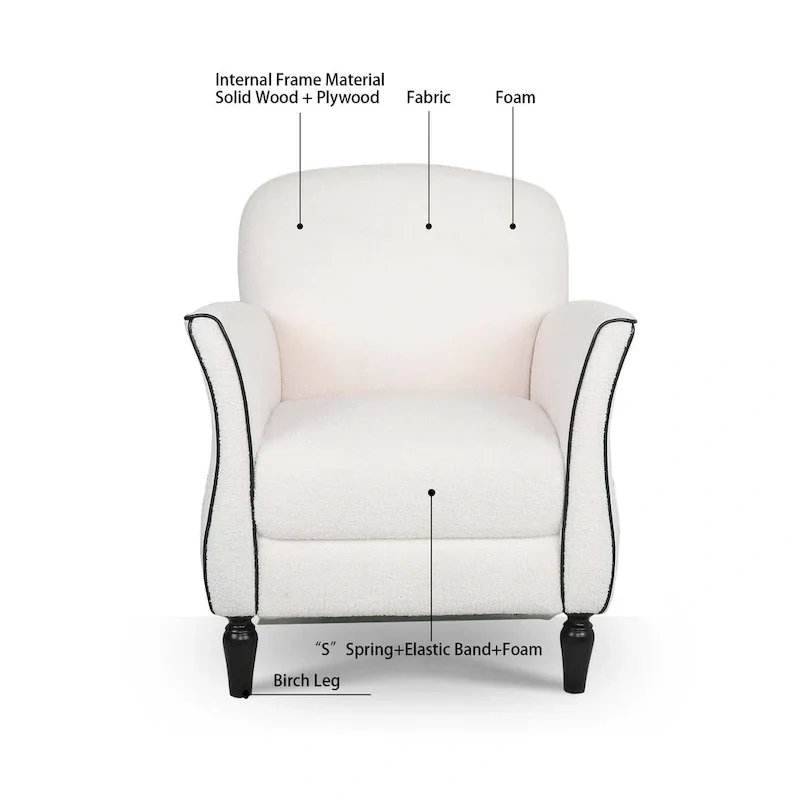 Upholstered Accent Chair with Wood Legs