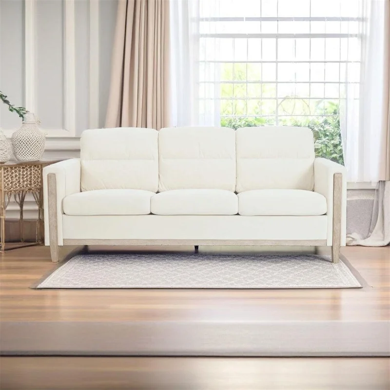 3-Seater Comfortable Sofa with Solid Wood Feet and Side Pocket