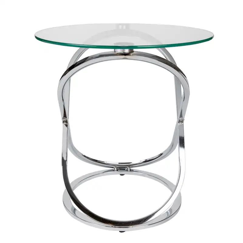Galaxy Tempered Glass Round End Table - Modern Sculptural Design