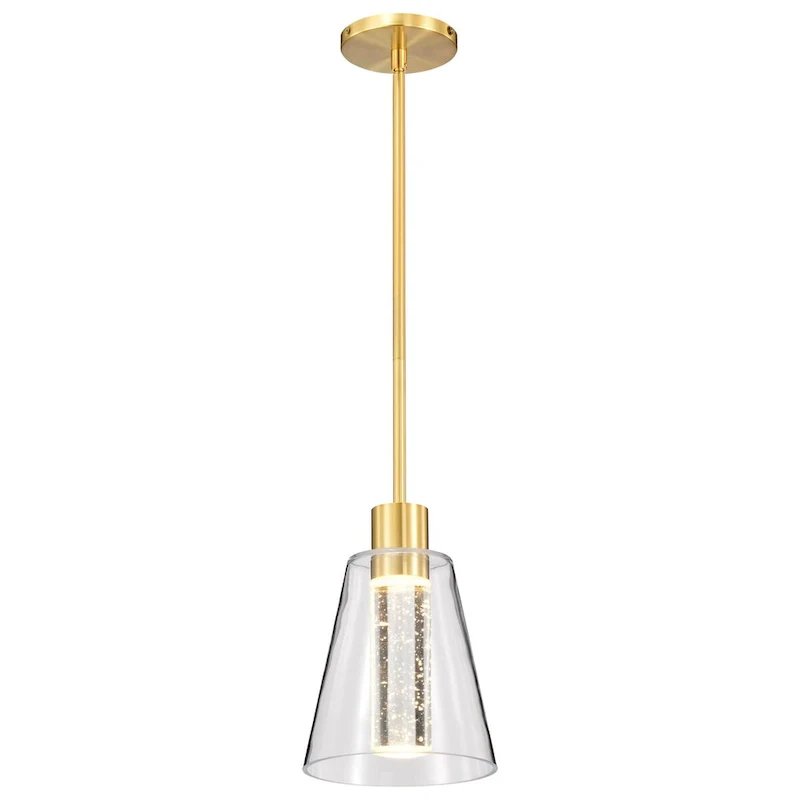 Aura 7 Inch LED Pendant Brushed Brass K9 Bubble Crystal 3000K CCT - Brushed Brass