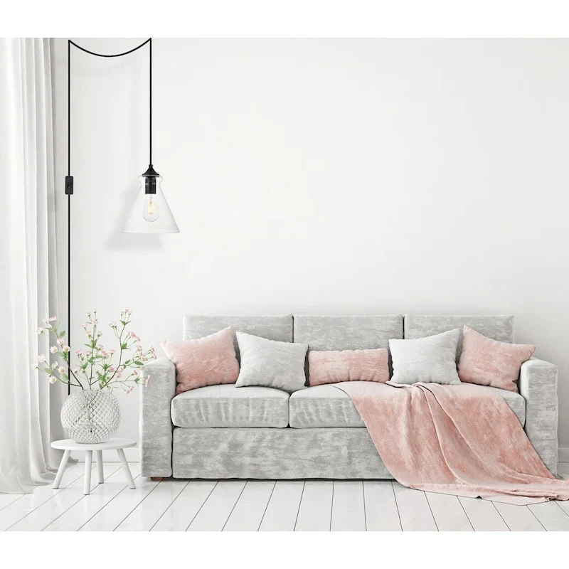 Destiny 1-Light Plug in Pendant with Clear Shade - Black - 8  Diameter