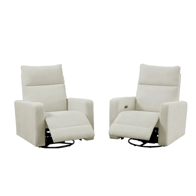 Olmas 33.5W Power Swivel Glider Recliner with USB Charger Set Of 2