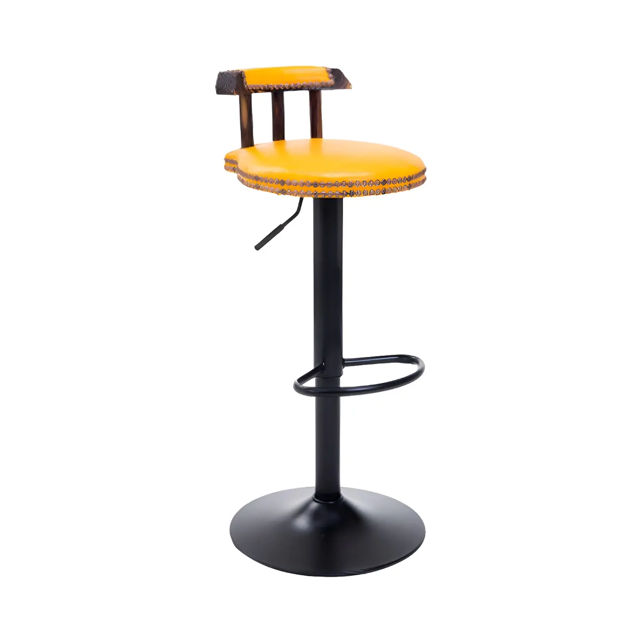 Industrial Round Leather Adjustable Bar Stools