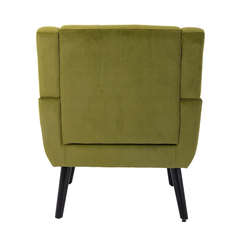 Green Velvet 29.53 Upholstered Tufted Accent Chair with Solid Black Wood Legs