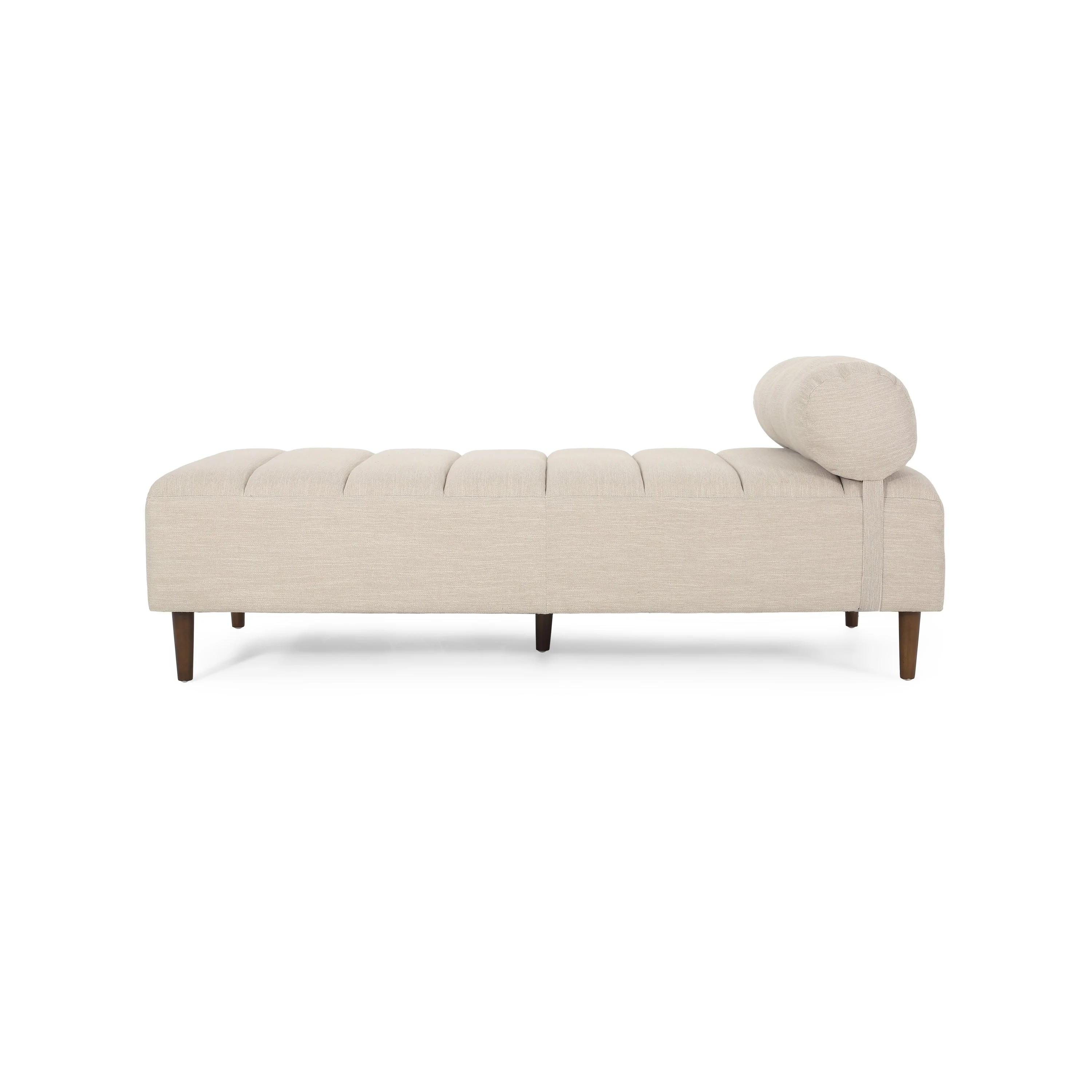 Holmwood Mid Century Modern Fabric Tufted Chaise Lounge with Bolster Pillow