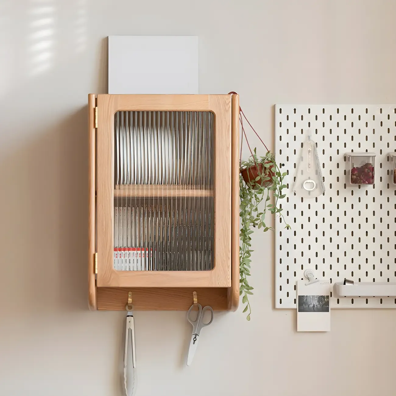 Brown Wooden Wall-Mounted Adjustable Shelves China Cabinet