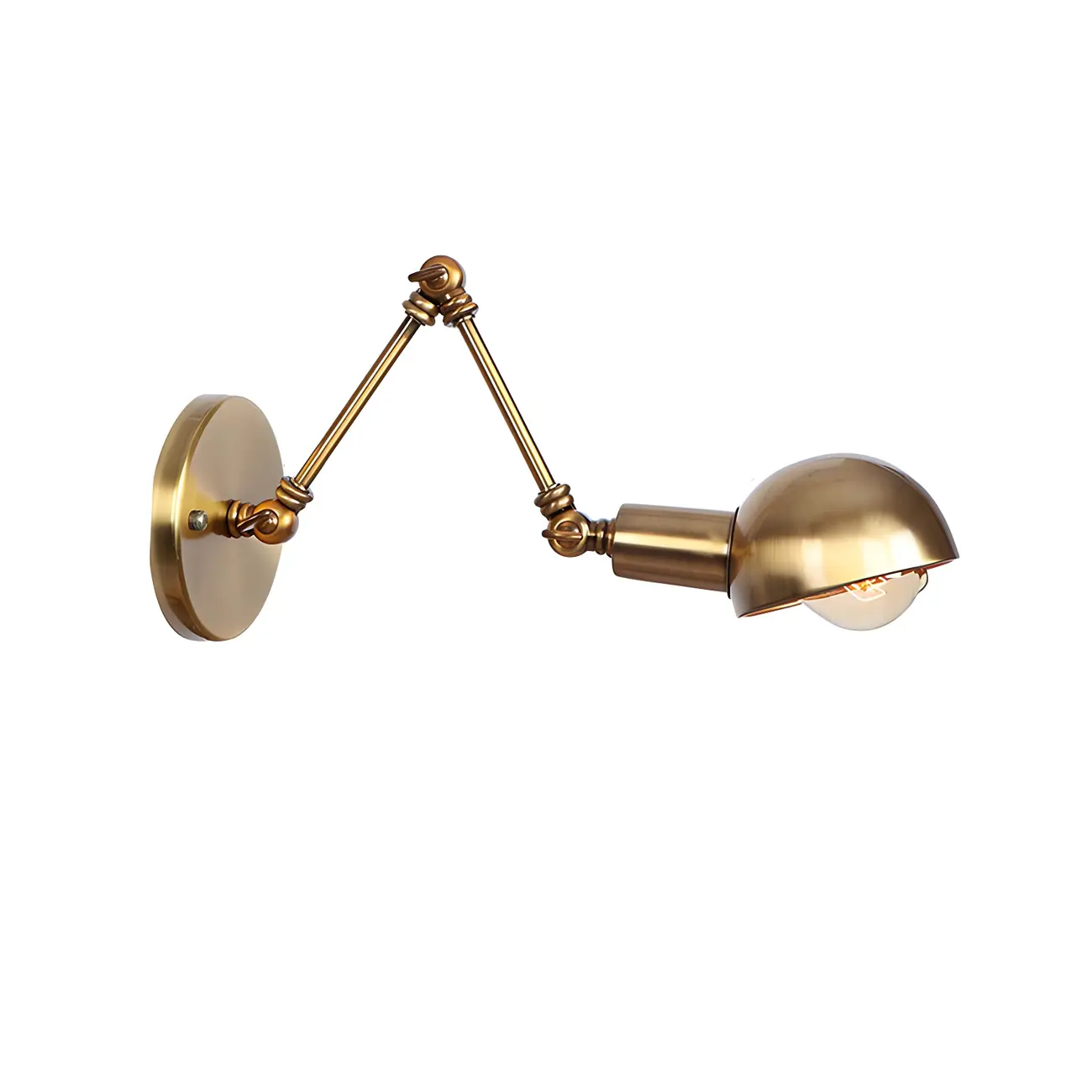 Gold and White Dome Swing Arm Wall Light