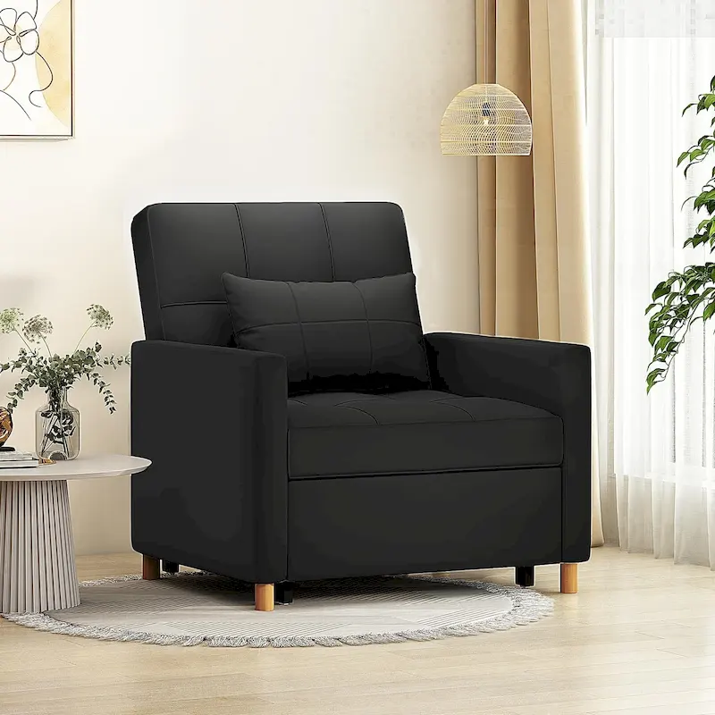 AECOJOY 3 in 1 Sleeper Sofa Chair w/ Pillow &Convertible Backrest
