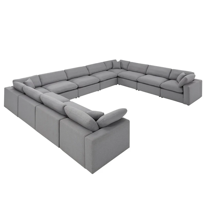 Anka Grey Linen Down Filled Cushioned 11-Seat Sectional Sofa by iNSPIRE Q Modern