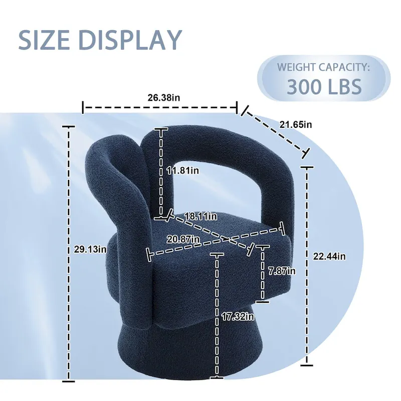 Boucle Upholstered 360° Swivel Barrel Accent Chair, Hardwood Frame, 15-Min Assembly, 6 Colors