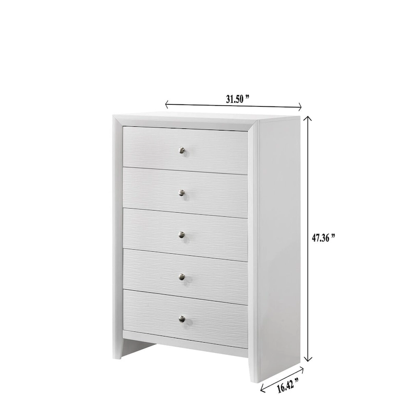 Sim 5 Piece White Panel Bedroom Set