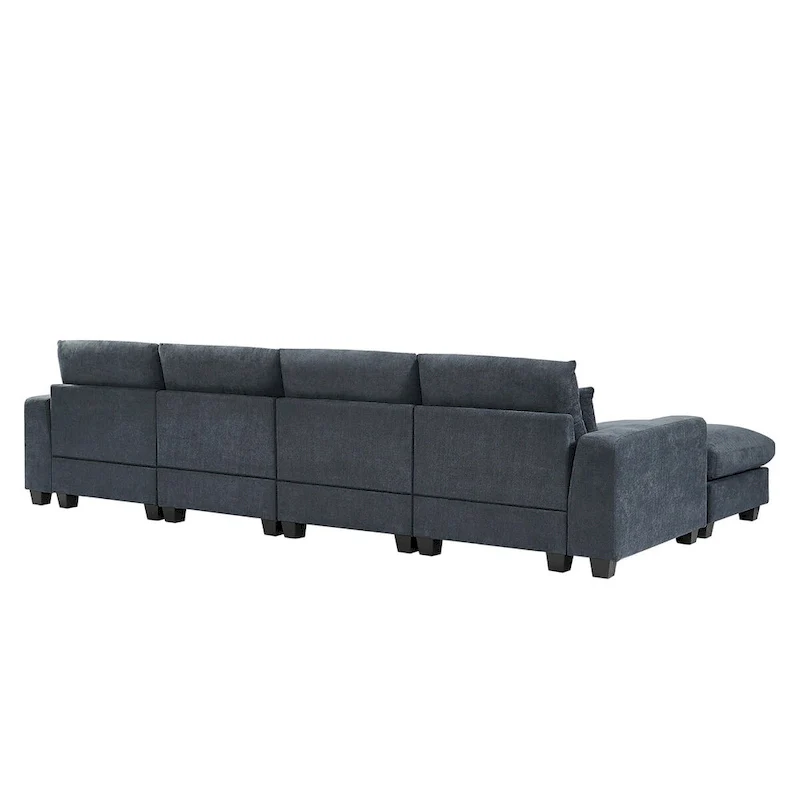 Modern Convertible Large L-shaped Feather Filled Sectional Sofa with Reversible Chaise - 129.9W x 72D x 31.5H