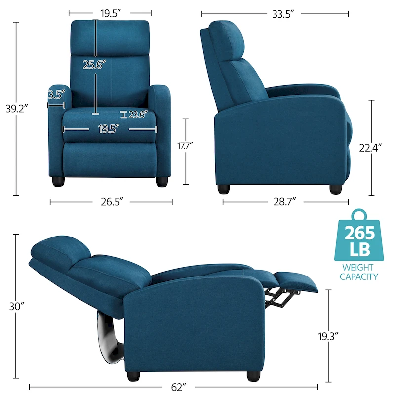 Yaheetech Modern Fabric Recliner Chair