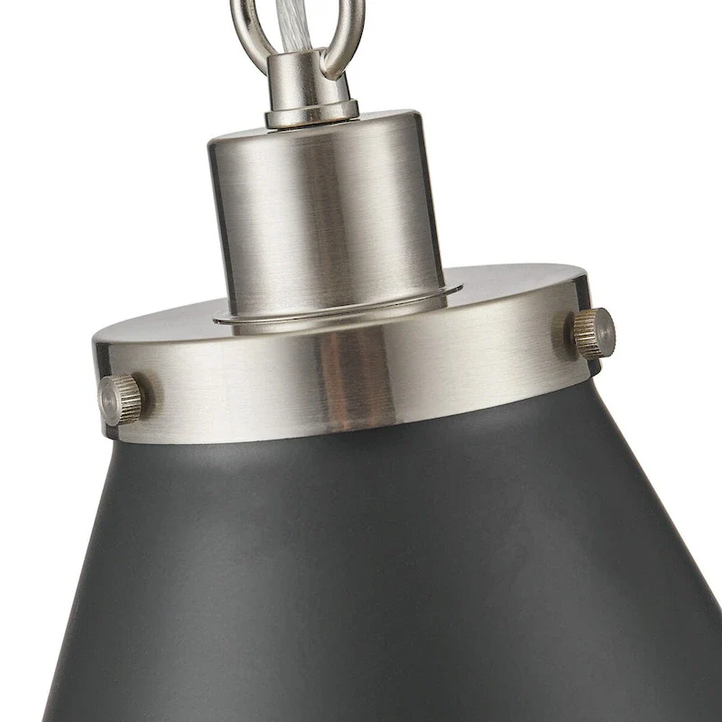 1-Light Cone Brushed Nickel Pendant Lighting - 15.8 D4.3 W75.5 H(Adjustable)