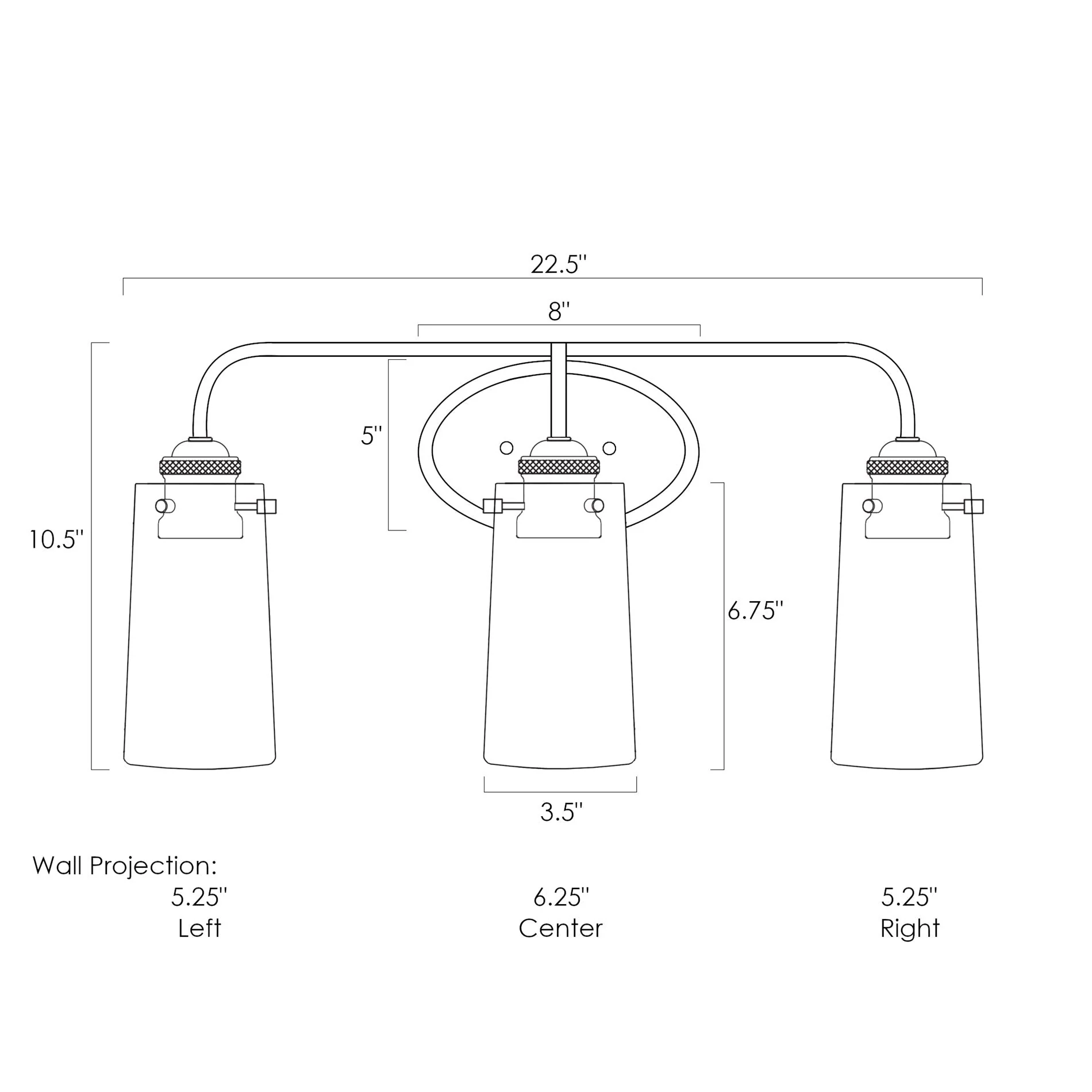 Rayne 23 Modern Farmhouse 3-Light Vanity / Bathroom Light