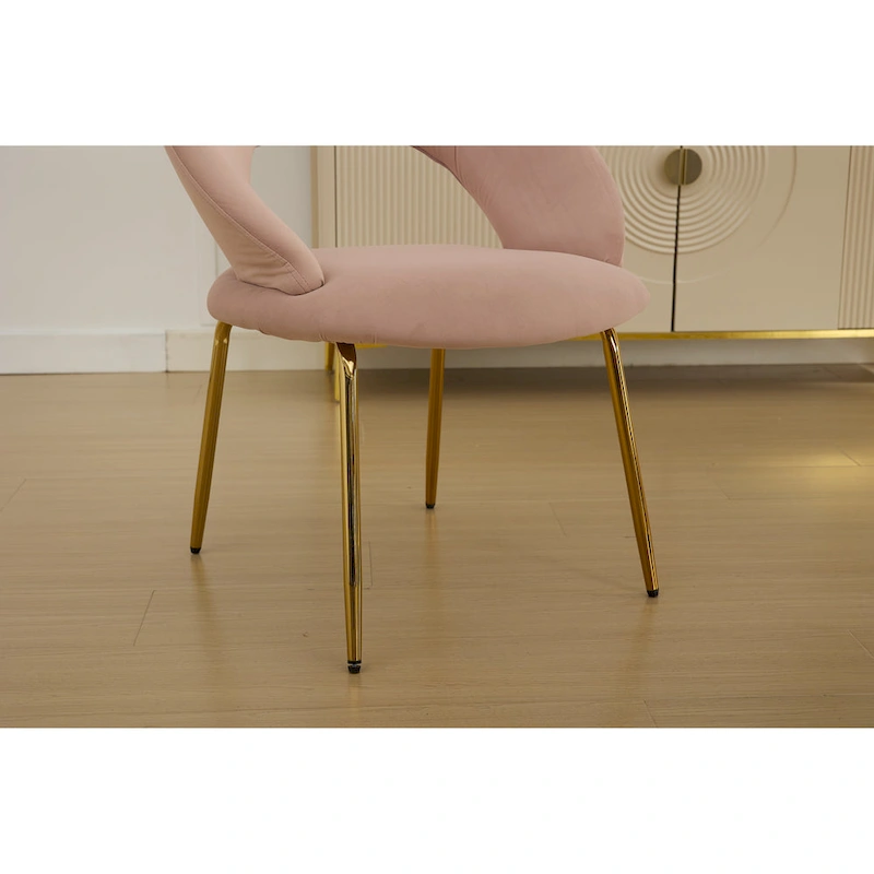 Velvet Dining Accent Chairs with Curved Backrest and Gold Metal Legs - 250lb Capacity