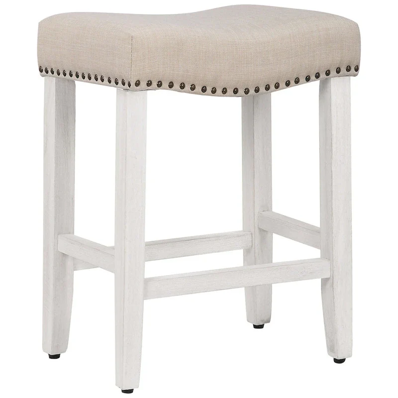 Jameson Upholstered Polyester Antique White 24 Inch Counter Stool