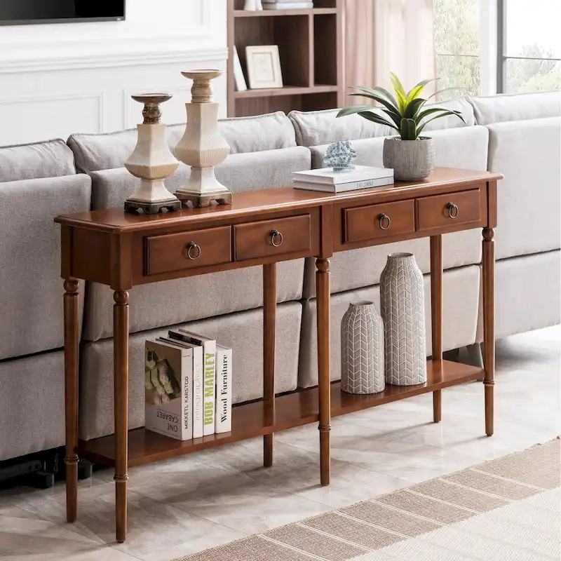 Leick Home Coastal One Drawer Narrow Hall Console Sofa Table