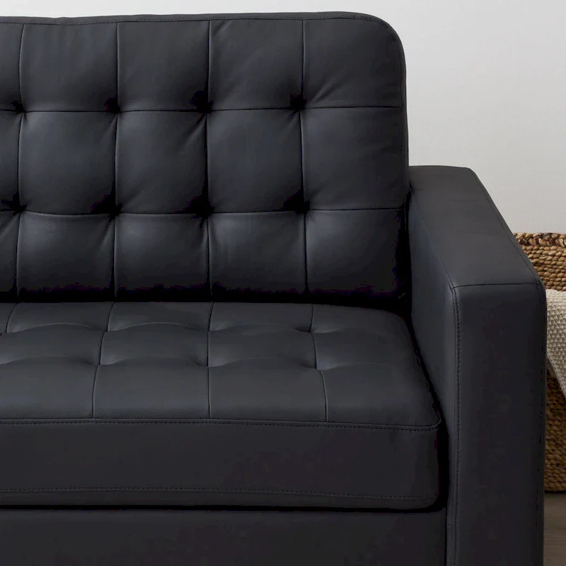 Brookside Brynn 76-in. Square-arm Faux Leather/Velvet/Fabric Sofa