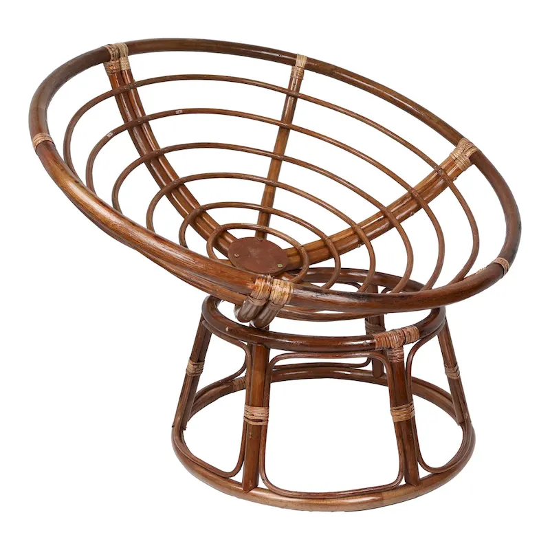 Rattan Papasan Chair with Tufted All-Weather Cushion – 42