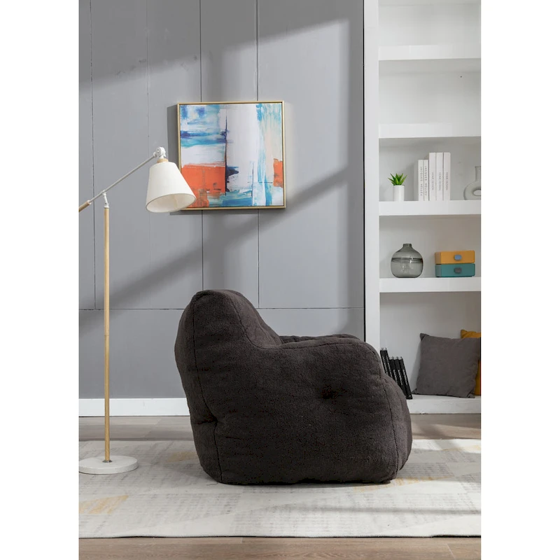 Soft Tufted foam bean bag chair with Teddy fabric