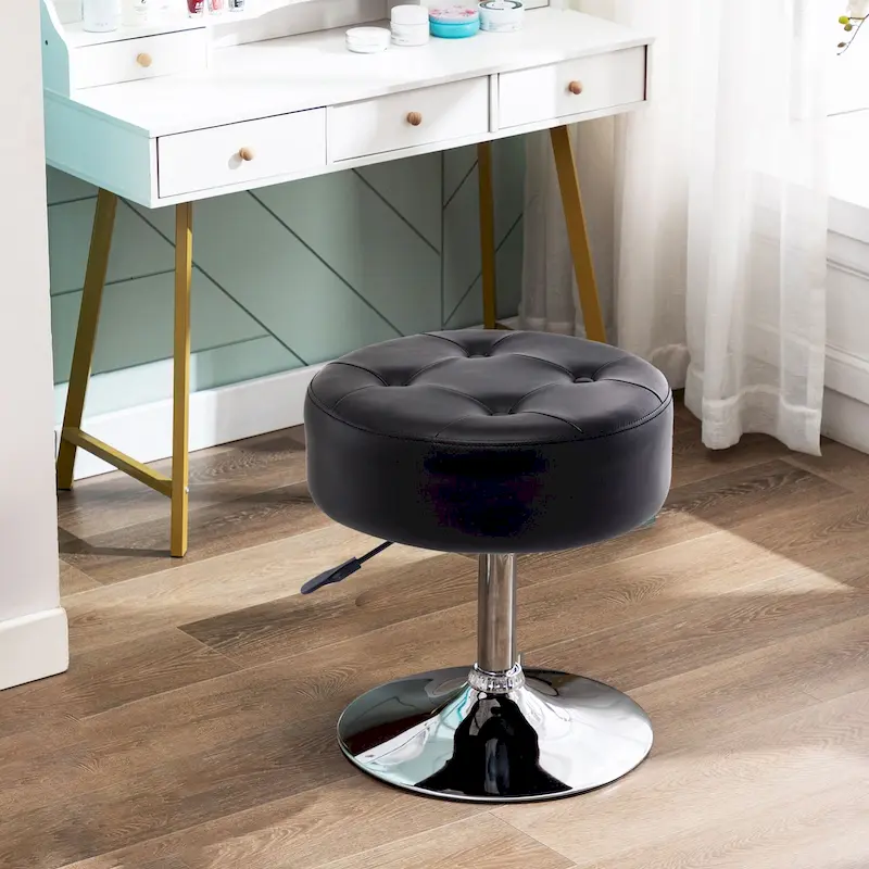Adjustable Height Round Ottoman Swivel Vanity Stool